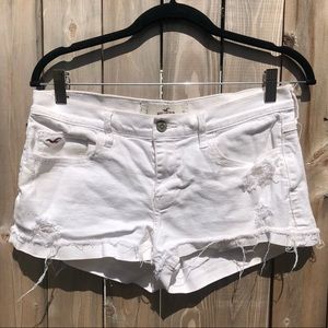Size 3 White Hollister ripped jean shorts